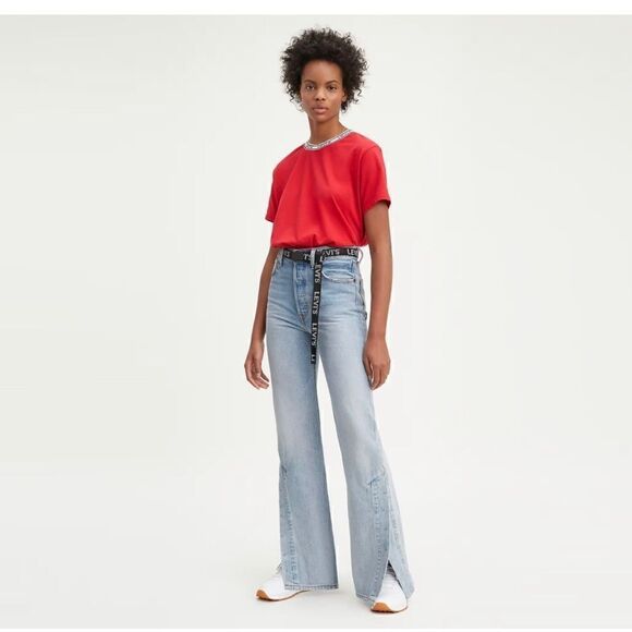 Levis Ribcage split flare womens jeans 27 faded blue - Picture 14 of 14